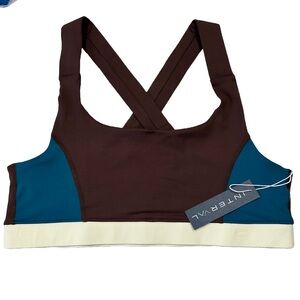 Sports Bra Interval Color Block in Chocolate Combo 1X NWT